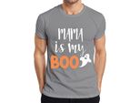 Mama Is My Boo Halloween Mum Gift Ghost Funny Family Maglietta Uomo, Grigio, Xxl
