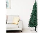 The Living Store Mezzo Albero Di Natale Artificiale Con Supporto Verde 180 Cm Pvc