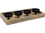 Portacandele Dell'avvento In Mango 40 X 19 Cm - Per 4 Candele A Colonna - Vassoio Per Candele In Legno Con Piastre Per Candele In Metallo - Portacandele Decorativo Corona D'avvento Decorazione Per La Tavola Dell'avvento