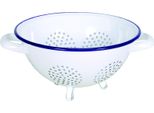 Scolapasta "Husum"" Da 24 Cm Smaltato, Bianco Con Bordo Blu"