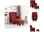 Vidaxl Poltrona Con Poggiapiedi In Tessuto Rosso Vino - Poltrona