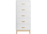 Cassettiera Mobili Rebecca Myristica 115X50X40 Mdf Pino Bianco Marrone Scandinavo Da Montare