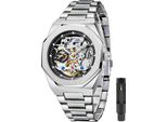 Orologio Automatico Orologio Meccanico Da Uomo Scheletro Orologio Da Uomo In Acciaio Inossidabile Ottagonale Impermeabile