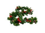 Ghirlanda Led Verde Con Pigne E Fiocchi Illuminata A Luce Bianca Calda - 183 Cm Con 35 Led - Ghirlanda Natalizia Alimentata A Batteria Con Timer - Illuminazione Decorativa Ghirlanda Artificiale Per Natale Avvento Inverno