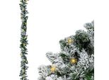 Ghirlanda Led Con Pino, Neve E Glitter, Illuminazione Bianco Caldo - 183 Cm Con 35 Led - Ghirlanda Natalizia Alimentata A Batteria Con Timer - Illuminazione Decorativa Ghirlanda Artificiale Con Pino Per Natale, Avvento E Inverno