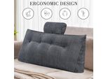 Topchances Cuscino Per La Lettura Cuscino Per Schienale Cuscino Per Testiera Del Divano Letto, Cuscino Per Testiera A Cuneo Cuscino Imbottito Per Letto Cuscino A Cuneo, Grigio, 100X50X20Cm