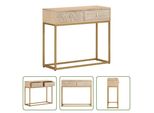 The Living Store Consolle 90X30X76 Cm In Legno Massiccio Di Mango E Ferro