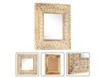The Living Store Specchio Intagliato A Mano 50X50X2,6 Cm In Legno Massiccio Di Mango