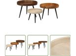 The Living Store Tavolini 3 Pz. Rotondo In Legno Massiccio Di Mango