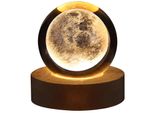 Lampada A Sfera Di Cristallo, Sfera Di Cristallo Luminosa Incisa In 3D, Lampada D'atmosfera Romantica Con Base In Legno
