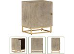 The Living Store Comodino 40X30X50 Cm In Legno Massiccio Di Mango E Ferro