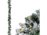 Ghirlanda Led Con Pino, Neve E Glitter, Illuminazione Bianca Calda - 274 Cm Con 50 Led - Ghirlanda Natalizia Alimentata A Batteria Con Timer - Illuminazione Decorativa Ghirlanda Artificiale Con Pino Per Natale, Avvento E Inverno