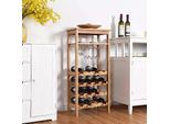 Elegante Portabottiglie In Bambù Con Supporto In Vetro - Portabottiglie Autoportante Per 16 Bottiglie, 100X47X30 Cm, Perfetto Per Bar E Soggiorno