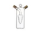 Bottiglia Per Olio E Aceto In Vetro Con Disegno Dell'uva - Dispenser Per Olio D'oliva E Aceto Fatto A Mano Con Tappo In Sughero - Lussuoso Accessorio Da Cucina - Trasparente