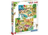 Clementoni 21603 Supercolor Zoo - Puzzle 2 X 60 Pezzi Da 5 Anni, Coloratissimo Puzzle Per Bambini Con Speciale Luminosità E Intensità Di Colore, Gioco Di Abilità Per Bambini