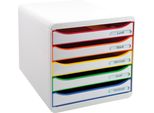 Exacompta 309913D Cassettiera Big Box Plus - A4+, 5 Cassetti Aperti, Bianco/Arancio/Bianco