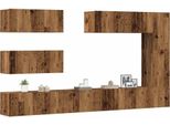 Maison Exclusive - Set Mobile Tv 7 Pz Montato A Parete Legno Antico In Truciolato