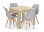 Set Tavolo Quadrato 80X80 Rovere Sonoma + 4 Sedie Grigio Mark