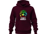 Funky Monkey Headphones Sunglasses Music Dj Retro Colourful Streetwear Unisex Hoodie Hoodie, Burgundy, S