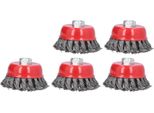 5Pcs Ruota Metallica Rimozione Ruggine In Acciaio Ritorto Tazza Spazzola Lucidatura Pulizia Accessori M10 Filettatura