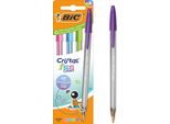 Bic 524173 Bic Kugelschreiber Cristal Fun Transparent, Schreibfarbe: Farbsortiert, 4 St.