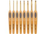Uncini Per Uncinetto Da 8 Pezzi, In Alluminio Con Manico Ergonomico Marrone, Per Progetti A Maglia E All'uncinetto, Punte Color Oro