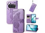Per Niente Phone 3A Similcuoio Portafoglio Telefono Cellulare Caso Farfalla Design Cover Casi Viola Chiaro