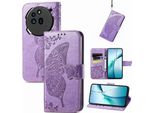 Per Nulla Phone 3A Pro Similcuoio Portafoglio Cellulare Custodia Farfalla Design Cover Casi Viola Chiaro