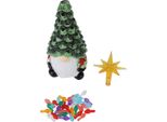 Gnomo Dell'albero Di Natale Illuminato In Resina Squisitamente Colorato E Leggero Con Luci A Batteria Per La Decorazione Della Tavola
