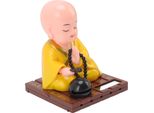 Piccolo Monaco Buddista Ornamenti Solari Luce Energia Rilevamento Automatico Annuendo Knocking Monk Decorazione Per Ufficio Casa Auto Regalo Giallo