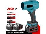 Mini Soffiatore Per Foglie - Soffiatore Ad Alte Prestazioni - Mini Soffiatore - Soffiatore - Soffiatore Per Foglie - 2000W - 720 Km/H - 2 X Batteria - Senza Filo