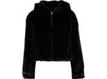 Giacca Con Cappuccio Urban Classics Donna Felpa Con Cappuccio Con Zip Integrale In Pelliccia Sintetica Nera L