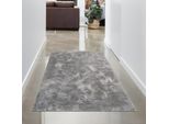 Tappeto In Pelliccia Di Coniglio Color Antracite Dall'aspetto Elegantemente Morbido Con Una Sottile Lucentezza Dimensioni Moderne - 60 X 110 Cm