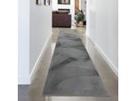 Tappeto In Pelliccia Di Coniglio Color Antracite Dall'aspetto Elegantemente Morbido Con Una Sottile Lucentezza Dimensioni Moderne - 80 X 300 Cm
