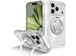 Custodia Per Iphone 17 Pro Supporto Ad Anello Magnetico, Supporto, Compatibile Con Magsafe, Protezione Militare, Custodia Trasparente Trasparente