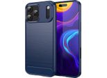 Custodia Per Iphone 17 Pro Max In Silicone Tpu Morbido, Fibra Di Carbonio, Custodia Protettiva Antiurto Blu