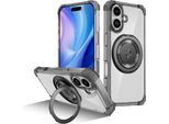 Custodia Per Iphone 17 Supporto Ad Anello Magnetico, Supporto, Compatibile Con Magsafe, Protezione Militare, Custodia Trasparente Nera