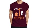 My 1St Halloween Baby First Year Pumpkin Ghost Sweet Pumpkin Face Maglietta Da Uomo, Bordeaux, Xxl