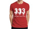 Maglietta Da Uomo I'm Only Half Evil Halloween Saying Funny Scary Devil Gothic, Rosso, M