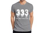 Maglietta Da Uomo I'm Only Half Evil Halloween Saying Funny Scary Devil Gothic, Grigio, Xl