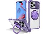 Custodia Per Iphone 17 Pro Max Supporto Ad Anello Magnetico, Supporto, Compatibile Con Magsafe, Protezione Militare, Custodia Trasparente Viola