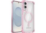 Custodia Magnetica Per Samsung Galaxy S25 Edge Compatibile Con Magsafe, Antiurto, Protezione Militare Trasparente Rosa