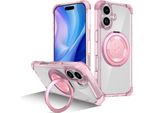 Custodia Per Iphone 17 Supporto Magnetico Ad Anello, Supporto, Compatibile Magsafe, Protezione Militare, Custodia Trasparente Rosa