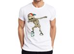Dab Skeleton Football Cap Sneaker Streetwear Halloween Cool Sport Maglietta Da Uomo, Bianco, S
