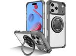 Custodia Per Iphone 17 Pro Max Supporto Ad Anello Magnetico, Supporto, Compatibile Con Magsafe, Protezione Militare, Custodia Trasparente Nera