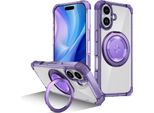Custodia Per Iphone 17 Supporto Ad Anello Magnetico, Supporto, Compatibile Con Magsafe, Protezione Militare, Custodia Trasparente Viola