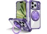 Custodia Per Iphone 17 Pro Supporto Ad Anello Magnetico, Supporto, Compatibile Con Magsafe, Protezione Militare, Custodia Trasparente Viola