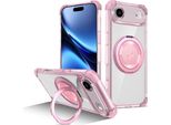 Custodia Per Iphone Air Supporto Ad Anello Magnetico, Supporto, Compatibile Con Magsafe, Protezione Militare, Custodia Trasparente Rosa