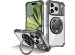 Custodia Per Iphone 17 Pro Supporto Ad Anello Magnetico, Supporto, Compatibile Con Magsafe, Protezione Militare, Custodia Trasparente Nera