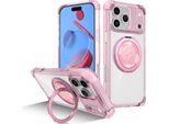 Custodia Per Iphone 17 Pro Max Supporto Ad Anello Magnetico, Supporto, Compatibile Con Magsafe, Protezione Militare, Custodia Trasparente Rosa